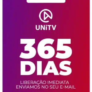 Cartão digital de recarga UniTV anual com validade de 365 dias, liberação imediata e envio por e-mail. Recarga UniTV Anual