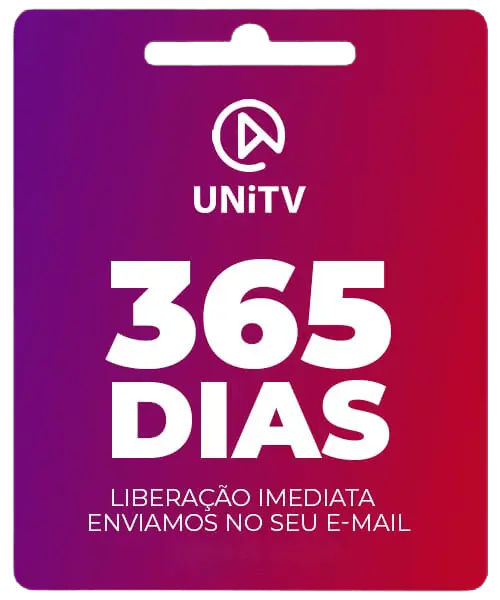 Cartão digital de recarga UniTV anual com validade de 365 dias, liberação imediata e envio por e-mail. Recarga UniTV Anual