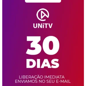 Cartão digital de recarga UniTV mensal com validade de 30 dias, liberação imediata e envio por e-mail.