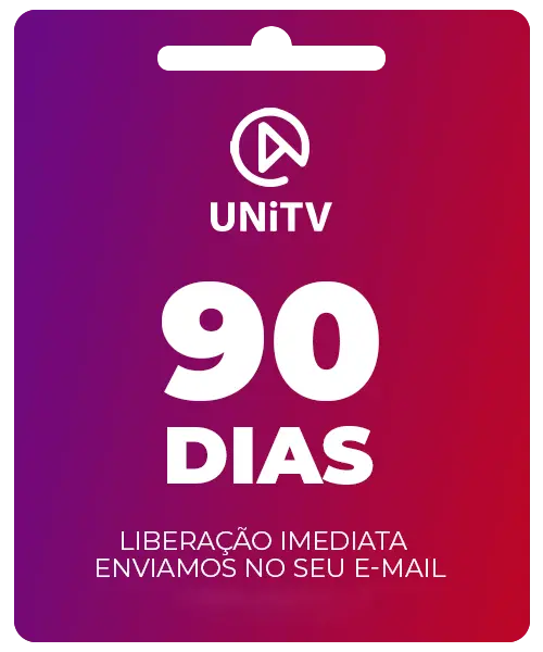 Cartão digital de recarga UniTV trimestral com validade de 30 dias, liberação imediata e envio por e-mail.